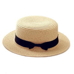 Women's Casual Straw Sun Hat with Bowknot Detail