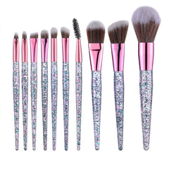 10 Pieces Glitter Makeup Brushes Set Crystal Handle Powder Brush Foundation Eyebrow Face Mascara Blush Eyeliner Kits