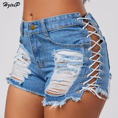 Sexy sonya lace up denim shorts