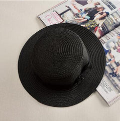 Women's Casual Straw Sun Hat with Bowknot Detail