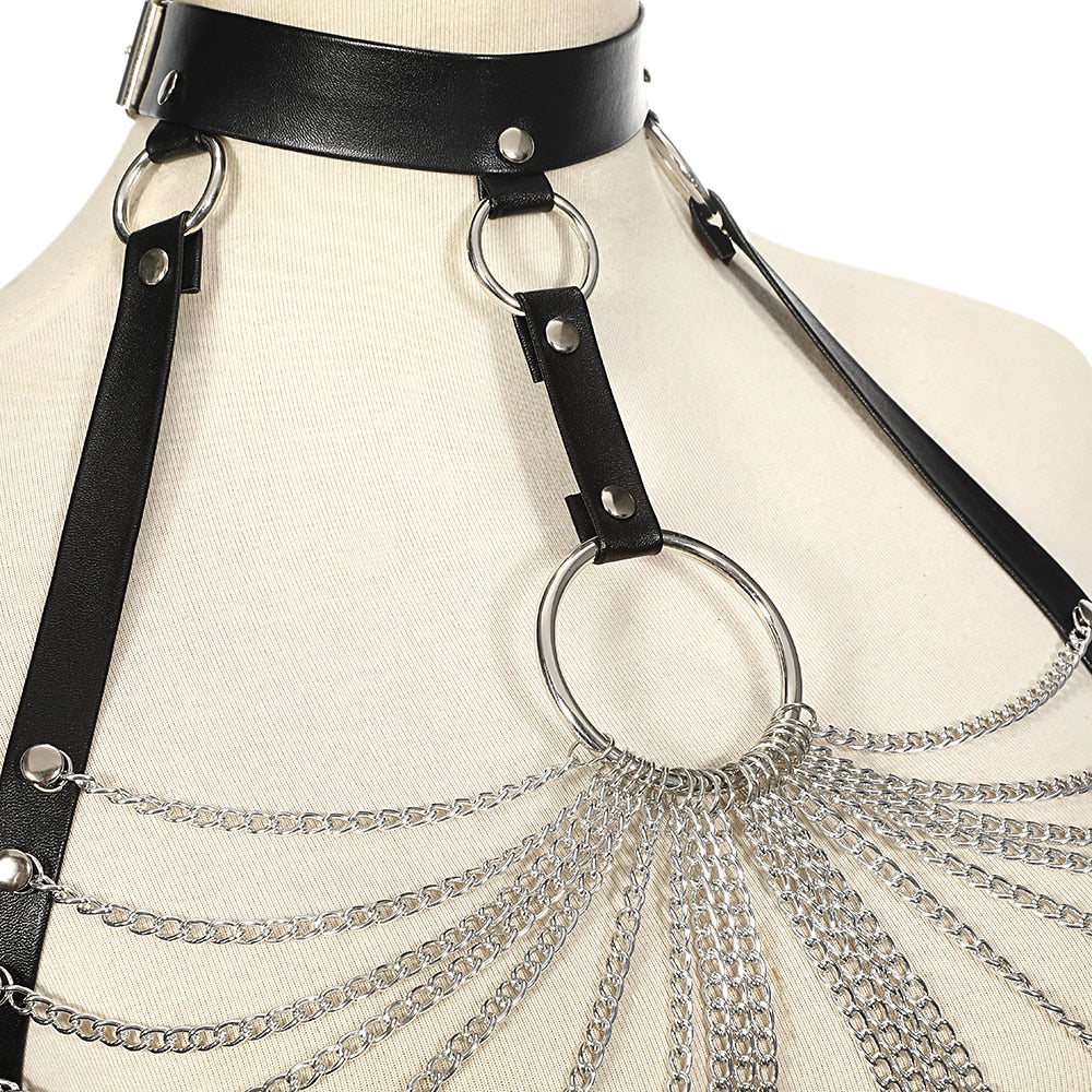Morwenna Gothic Metal Body Harness One-piece