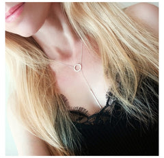 Minimalist Round Stick Pendant Necklace for Women