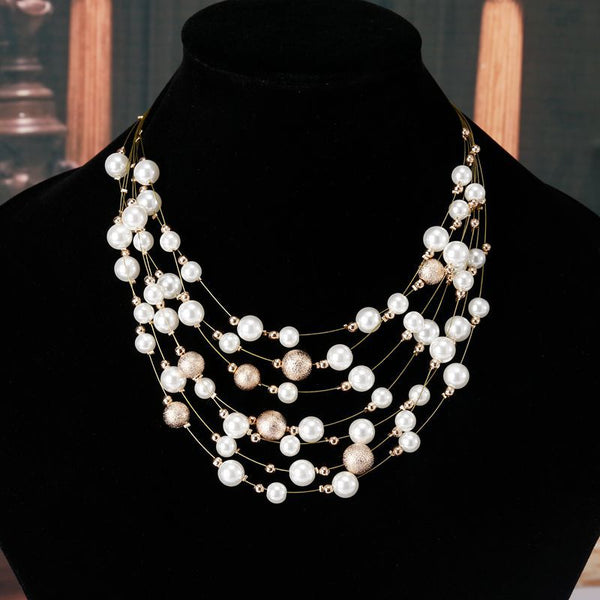 Giselle Layered Pearl Chain Necklace