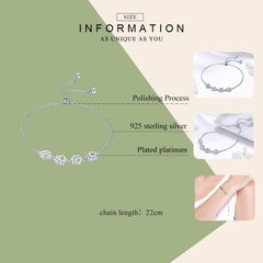 Bamoer Genuine 925 Sterling Silver Cute Pet Footprints Bracelet Cat Paw Adjustable Chain Bracelet for Women Birthday Gift SCB096