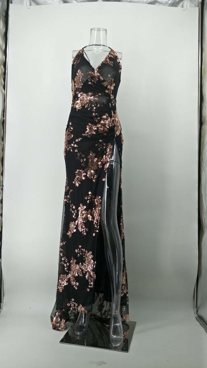 Sexy black Sequins maxi Summer dress women vintage Elegant Backless Party Dress long club Bodycon dresses sukienki vestidos 2022