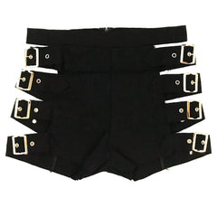 2022 New Women Sexy High Waist Hollow Out Bandage Denim Ripped Short Jeans Mini Skinny Club DJ Dance White Black