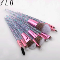 10 Pieces Glitter Makeup Brushes Set Crystal Handle Powder Brush Foundation Eyebrow Face Mascara Blush Eyeliner Kits