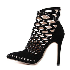 Gladiator Roman Sandals Summer Rivet Studded Cut Out Caged Ankle Boots