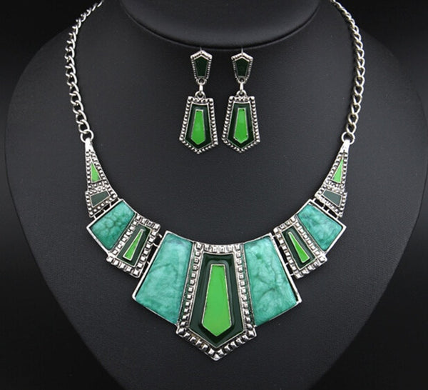Opaline Crystal Drip Necklace & Earring Set