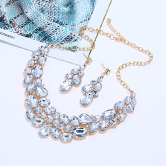 Ahmed Fashion Red Black Blue Crystal Water Drop Geometric Necklaces &amp; Pendants Statement Necklace Earrings Wedding Jewelry set