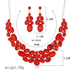 Ahmed Fashion Red Black Blue Crystal Water Drop Geometric Necklaces &amp; Pendants Statement Necklace Earrings Wedding Jewelry set