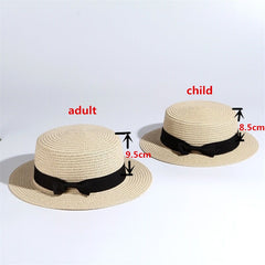 Women's Casual Straw Sun Hat with Bowknot Detail