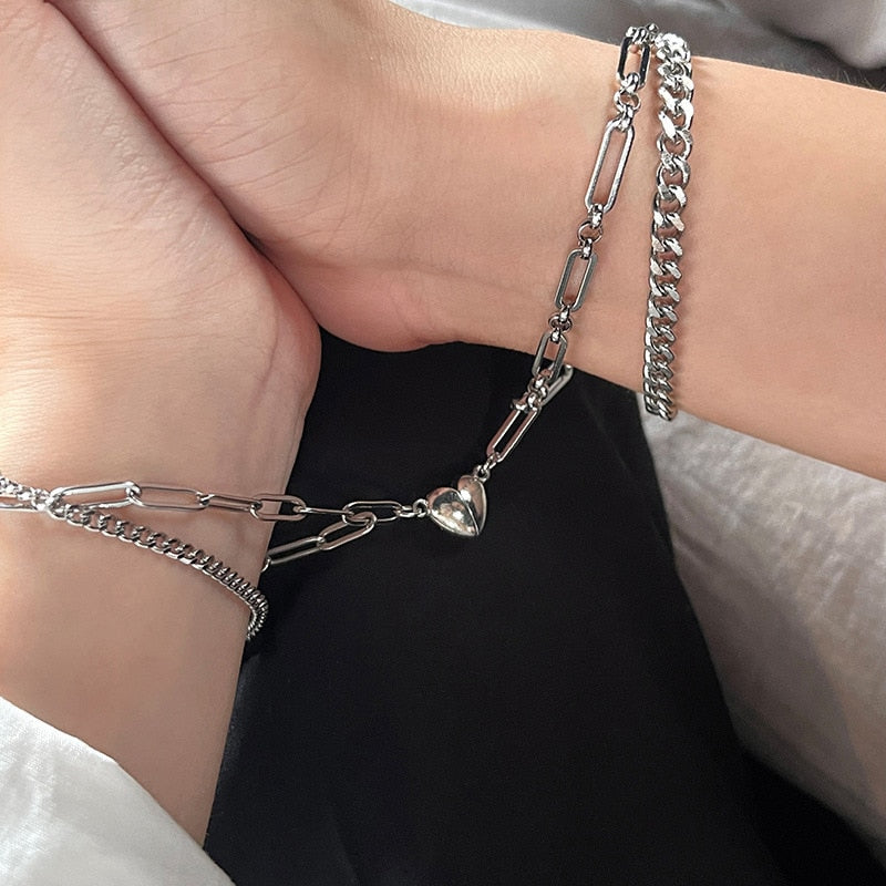 Halves Heart Magnetic Couple Bracelets