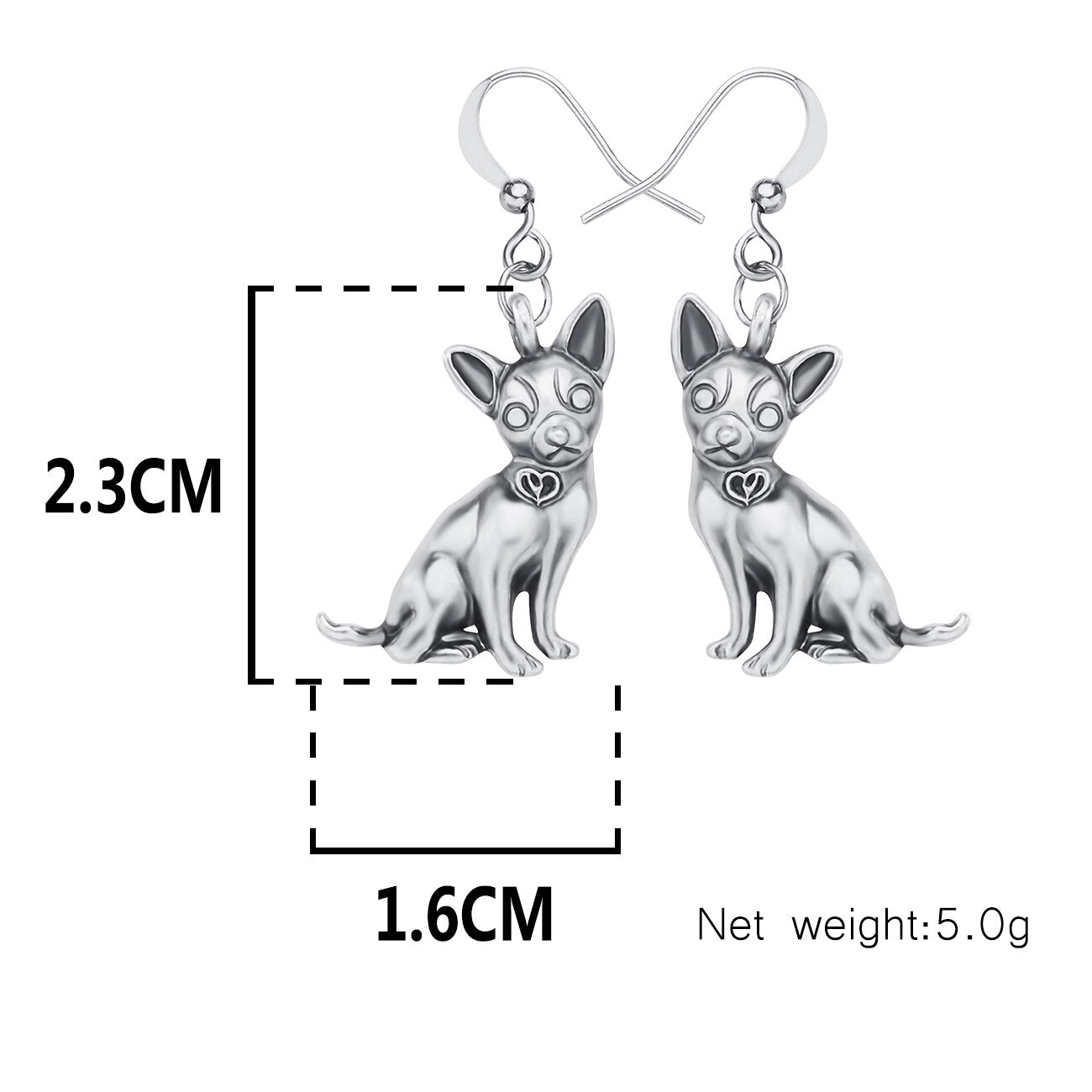 WEVENI Alloy Antique Gold Plated Sweet Chihuahua Dogs Earrings Drop Dangle Lovely Pets Animals Jewelry Charm Gift For Women Girl