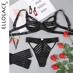 Ellolace Sensual Lingerie Hollow Out Exotic Costumes Hot Sexy Underwear For Sex Porn Sissy Erotic Sets Fantasy Bra Thongs
