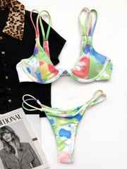 Tie dye Bikini set V-Bar Thong
