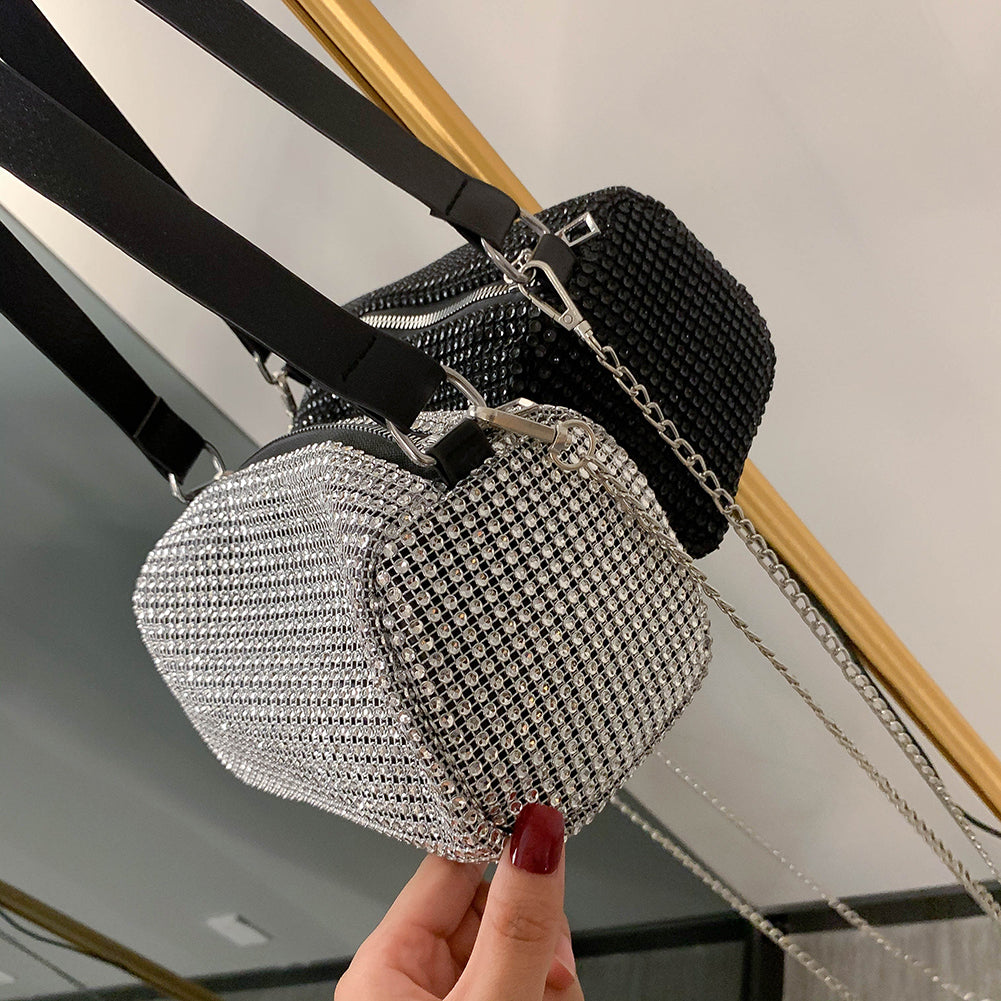 Rhinestone Crossbody Bag Shiny Chain Evening Clutch Shoulder Pouch