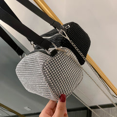Rhinestone Crossbody Bag Shiny Chain Evening Clutch Shoulder Pouch