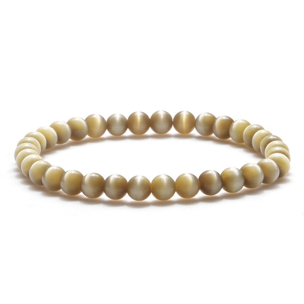 Natural Opal Beads Bracelets Smooth Cat Eye Quartz Chakra
