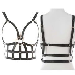 Women Leather Harness Belt Chain Body Bondage Straps Sexy Harness Adjustable Gothic Harajuku Erotic Garter Belt Lingerie Bra