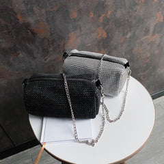 Fashion Rhinestone Crossbody Bag Classic Texture Creative Delicate Chic Women Shiny Chain Evening Clutch Shoulder Pouch