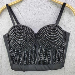 Full Beading  Female Corset Top Camis Tops Nightclub Sexy Short Chest Binder Camisole Women Mujer Push Up Tube Bra Debardeur