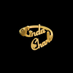 Atoztide Custom Names Rings Stainless Steel Adjustable Butterfly Open Size Wedding Letter Circle for Women Unique Jewelry Gifts