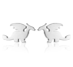 Jisensp Punk Dragon Stainless Steel Earring Trendy Small Dinosaur Stud Earrings Fashion Jewelry for Women Men Christmas Gift