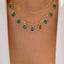 Multilayered Green Stone Water Drop Alloy Necklace