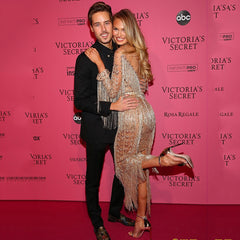 High Quality Gold Sequin Tassel Hot Diamond Design Long Sleeve Round Neck Midi Dress For Women Celebrity Evening Party Clothing