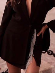 Jillian tassel bodycon black mini skirt