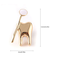 2 Color Classic Medical Cute Tooth Shape Brooch Zinc Alloy Gold Color Pin Dentist Nurse Enamel Pins Backpack Badge Women Gift