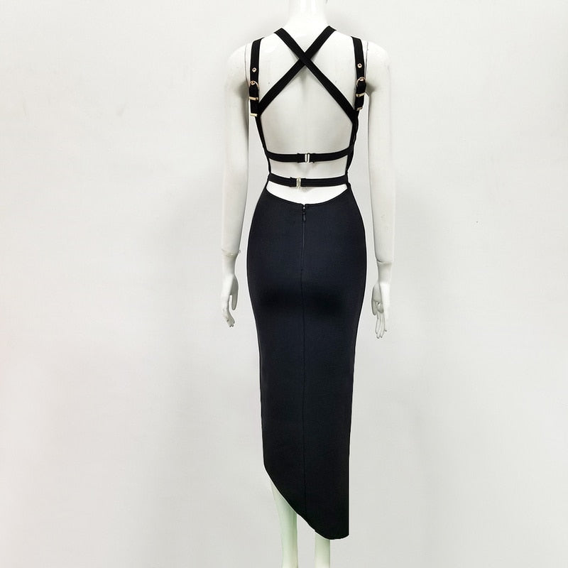 Sexy Bandage Dress Women 2022 New Elegant Spaghetti Strap Black Bodycon Dress Casual Party Dress Vestidos