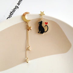 Chinese Style Folding Fan Crane Carp Lotus Asymmetrical Long Tassel Dangle National Style Earrings for Women Jewelry Gift