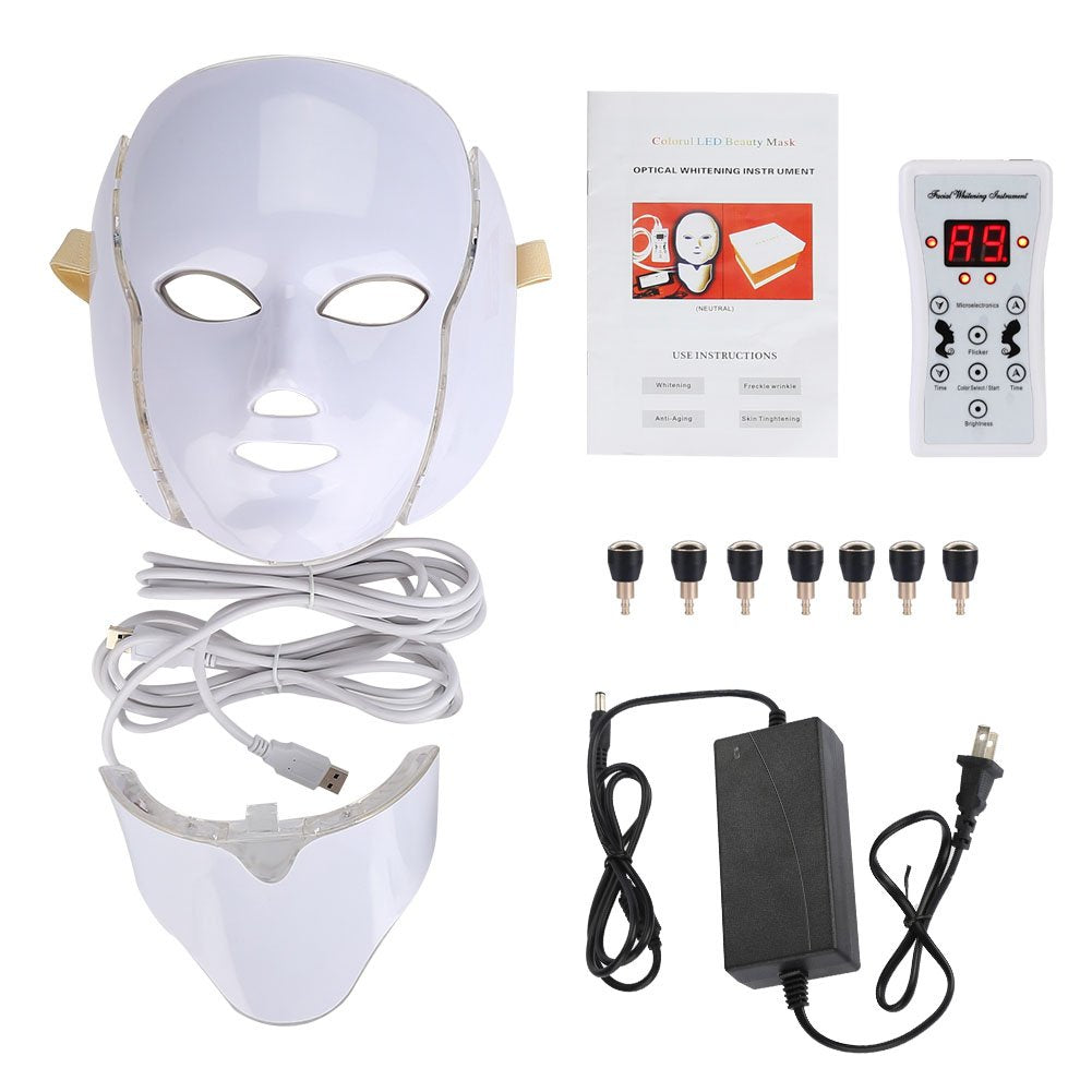 7 Colors Light LED Facial Mask with Neck Face Care Treatment Beauty