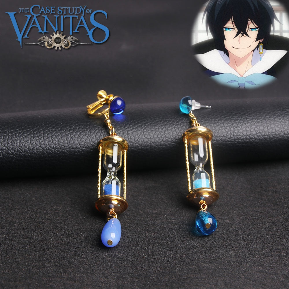 Vanitas Blue Hourglass Drop Earrings Anime The Case Study of Vanitas Earrings Anti-allergic Ear Clips Ear Bone Buckle Jewelry Main image