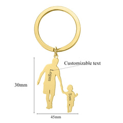 Stainless Steel Custom DIY Keychain I Love You Dad Picture Keyring Father Day Gift Birthday Present for Father From Daughter Son