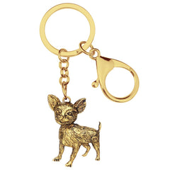 WEVENI Halloween Alloy Antique Gold Plated Chihuahua Keychains Cute Animal Keyring Jewelry For Women Kids Classic Gift Accessory
