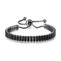 Unique Black Crystal Bangle Rose Gold Color Adjustable Bracelets