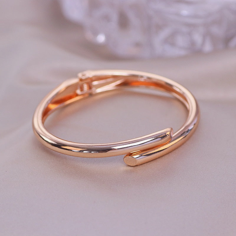 Trendy Geometry Round Bracelets &amp; Bangles For Women Charm Crystal Cuff Bracelet Rose Gold Color Bangles Female Jewelry Accessory