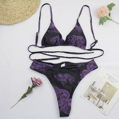 Purple Dragon Pattern Push-Up Brazilian bikini