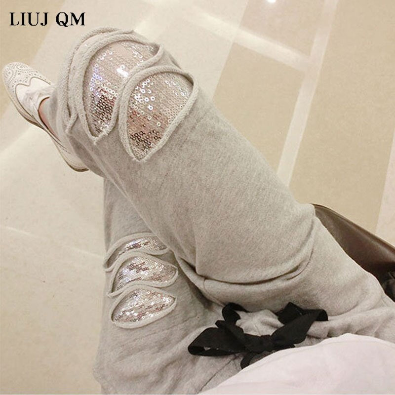 Harlan Pants Stretch Sequins Casual Pants Female
