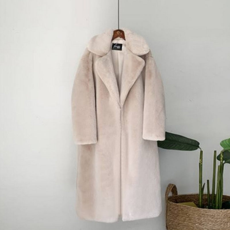 Aurelia Longline Faux-Fur Belted Coat One-piece
