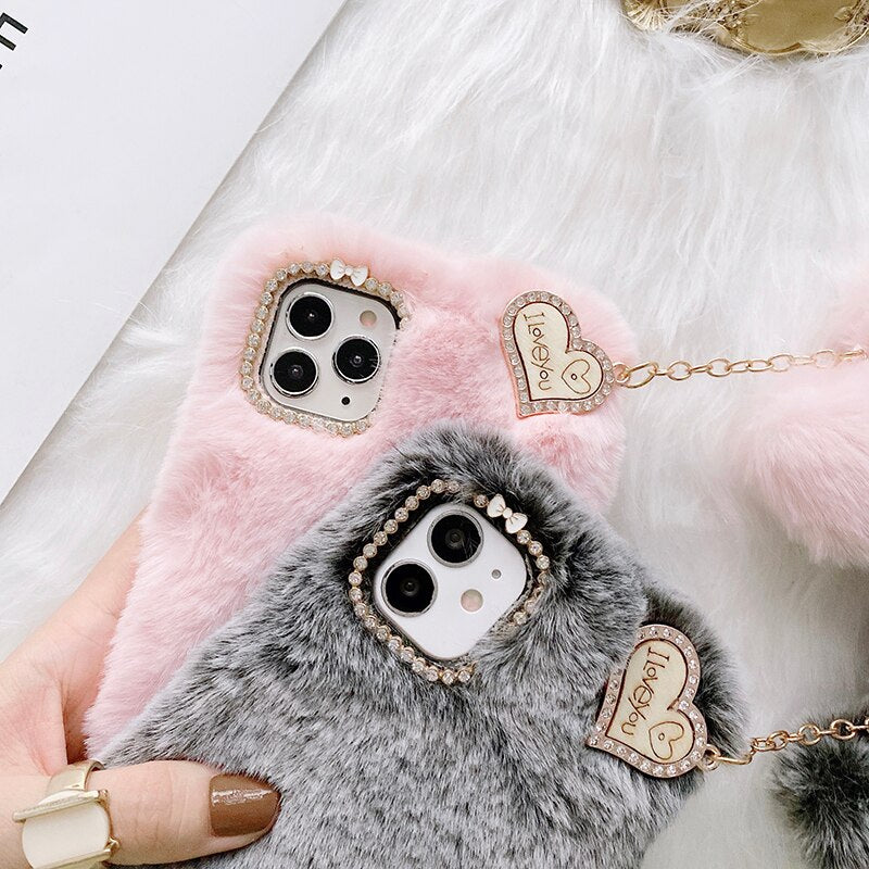 Amorette Plush Heart Pendant iPhone Case