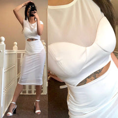 Sexy See through white Mesh summer Dress women vintage Night club corset party dress bodycon evening prom dresses vestidos 2022