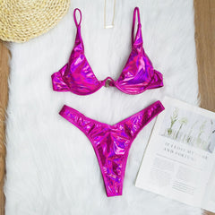 Neon Gradient Blue Push Up Underwire Bikini