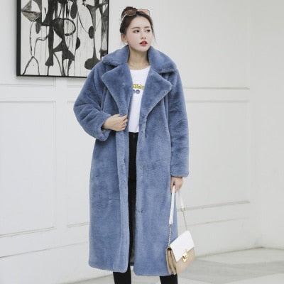 Aurelia Longline Faux-Fur Belted Coat One-piece