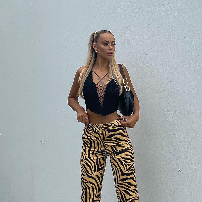 Knitted Halter Backless Hollow Out Crop Top