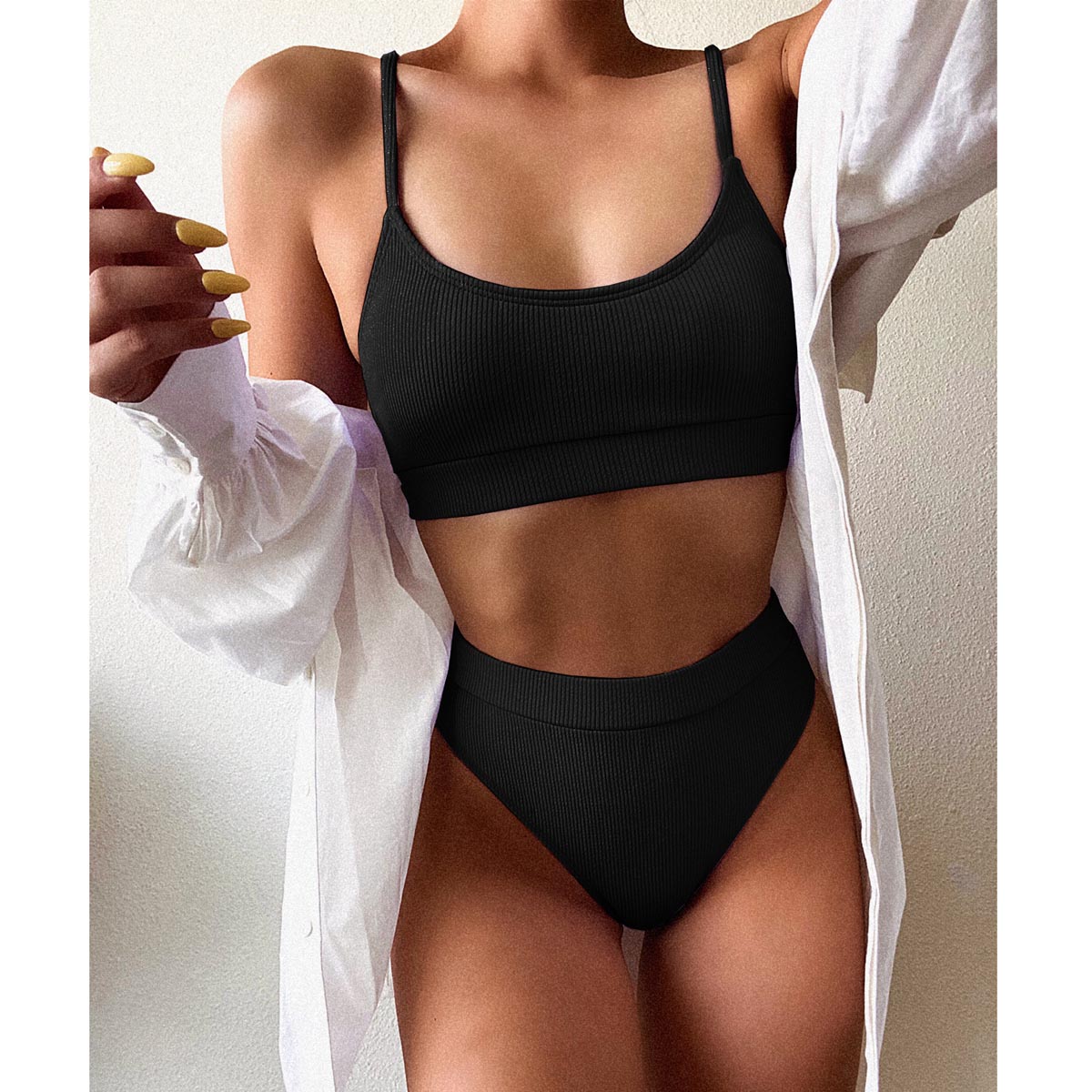 stripe Patchwork Bikini set