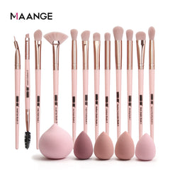 Pro Pink Makeup Brush with Mini Sponge Sets Beauty Make Up Tools Set